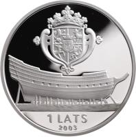 obverse of 1 Lats - Courland (2003) coin with KM# 60 from Latvia. Inscription: 1 LATS 2003
