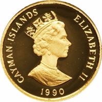 Cayman Islands coin 250 Dollars - Elizabeth II - Winston Churchill - Spitfires over Dover (1990) obverse obverse of 250 Dollars - Elizabeth II - Winston Churchill - Spitfires over Dover (1990) coin with KM# 107 from Cayman Islands. Inscription: ELIZABETH II CAYMAN ISLANDS 1990