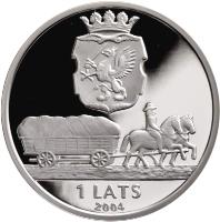 Latvia coin 1 Lats - Vidzeme (2004) obverse obverse of 1 Lats - Vidzeme (2004) coin with KM# 71 from Latvia. Inscription: 1 LATS 2004