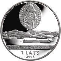 obverse of 1 Lats - Latgale (2004) coin with KM# 72 from Latvia. Inscription: 1 LATS 2004