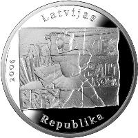 reverse of 1 Lats - Barricades of January 1991 (2006) coin with KM# 78 from Latvia. Inscription: Latvijas 2006 Republika