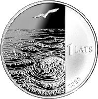 obverse of 1 Lats - Krisjanis Valdemars (2006) coin with KM# 80 from Latvia. Inscription: 1 LATS 2006