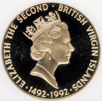 British Virgin Islands coin 250 Dollars - Elizabeth II - Quincentennial - Discovery of America (1991) obverse obverse of 250 Dollars - Elizabeth II - Quincentennial - Discovery of America (1991) coin with KM# 120 from British Virgin Islands. Inscription: ELIZABETH THE SECOND · BRITISH VIRGIN ISLANDS · 1492-1992 ·