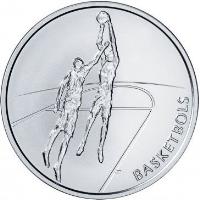 reverse of 1 Lats - Basketball (2008) coin with KM# 95 from Latvia. Inscription: BASKETBOLS