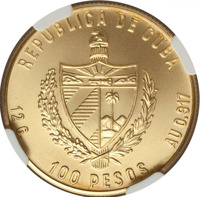 Cuba coin 100 Pesos - obverse of 100 Pesos -