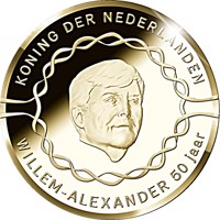 obverse of 20 Euro - Willem-Alexander - King Willem-Alexander's 50th birthday (2017) coin from Netherlands. Inscription: KONING DER NEDERLANDEN WILLEM-ALEXANDER 50 jaar