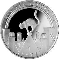 obverse of 1 Lats - Lucky coin (2008) coin with KM# 98 from Latvia. Inscription: LATVIJAS REPUBLIKA 1 LATS