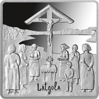 reverse of 5 Euro - Latgale Congress (2017) coin with KM# 189 from Latvia. Inscription: Latgola
