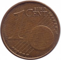 Latvia coin 1 Euro Cent (2014 - 2015) reverse reverse of 1 Euro Cent (2014 - 2015) coin with KM# 150 from Latvia. Inscription: 1 EURO CENT LL