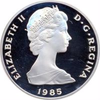 Turks and Caicos Islands coin 10 Crowns - Elizabeth II - Decade for Women (1985) obverse obverse of 10 Crowns - Elizabeth II - Decade for Women (1985) coin with KM# 63 from Turks and Caicos Islands. Inscription: ELIZABETH II D · G · REGINA 1985