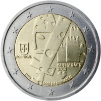 obverse of 2 Euro - Guimarães (2012) coin with KM# 813 from Portugal. Inscription: PORTUGAL GUIMARÃES 2012 INCM JOSÉ DE GUIMARÃES