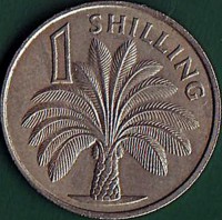 reverse of 1 Shilling - Elizabeth II - 2'nd Portrait (1966) coin with KM# 4 from Gambia. Inscription: 1 SHILLING