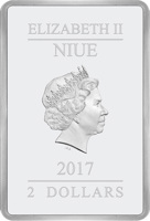 Niue coin 2 Dollars - Elizabeth II - 40th Anniversary of Star Wars (2017) obverse obverse of 2 Dollars - Elizabeth II - 40th Anniversary of Star Wars (2017) coin from Niue. Inscription: ELIZABETH II NIUE IRB 2017 2 DOLLARS