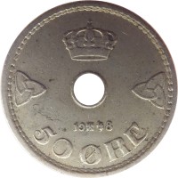 Norway coin 50 Øre - Haakon VII (1926 - 1949) reverse reverse of 50 Øre - Haakon VII (1926 - 1949) coin with KM# 386 from Norway. Inscription: 1940 50 ØRE