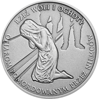 Poland coin 10 Złotych - The Wola and Ochota Massacres (2017) reverse reverse of 10 Złotych - The Wola and Ochota Massacres (2017) coin with Y# 983 from Poland. Inscription: RZEŹ WOLI I OCHOTY OFIAROM POMORDOWANYM PRZEZ NIEMCÓW
