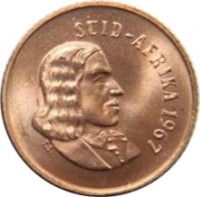 South Africa coin 1 Cent - SUID-AFRIKA (1965 - 1969) obverse obverse of 1 Cent - SUID-AFRIKA (1965 - 1969) coin with KM# 65.2 from South Africa. Inscription: SUID-AFRIKA 1966 T.S.