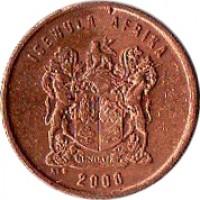 obverse of 1 Cent - ISEWULA AFRIKA (1997 - 2000) coin with KM# 170 from South Africa. Inscription: ISEWULA AFRIKA 1999 EX UNITATE VIRES ALS