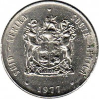 South Africa coin 1 Rand - SUID AFRIKA - SOUTH AFRICA (1977 - 1989) obverse obverse of 1 Rand - SUID AFRIKA - SOUTH AFRICA (1977 - 1989) coin with KM# 88a from South Africa. Inscription: SUID-AFRIKA · SOUTH AFRICA EX UNITATE VIRES T.S. 1977