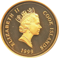 Cook Islands coin 30 Dollars - Elizabeth II - Year of The Rabbit (1999) obverse obverse of 30 Dollars - Elizabeth II - Year of The Rabbit (1999) coin from Cook Islands. Inscription: ELIZABETH II COOK ISLANDS RDM 1999