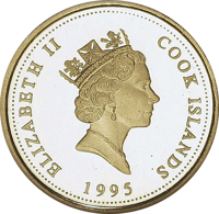 Cook Islands coin 125 Dollars - Elizabeth II - Lunar Year of The Pig (1995) obverse obverse of 125 Dollars - Elizabeth II - Lunar Year of The Pig (1995) coin from Cook Islands. Inscription: ELIZABETH II COOK ISLANdS 1995