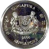 Singapore coin 2 Dollars - 41st Anniversary of Independence (2006) obverse obverse of 2 Dollars - 41st Anniversary of Independence (2006) coin with KM# 258 from Singapore. Inscription: SINGAPURA சிங்கப்பூர் 新加坡 2006 SINGAPORE