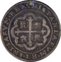 Mexico coin 2 Reales - Felipe V (1715) reverse reverse of 2 Reales - Felipe V (1715) coin with KM# R35 from Mexico.