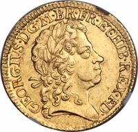 obverse of 1 Guinea - George I - 4'th Portrait (1716 - 1723) coin with KM# 546 from United Kingdom. Inscription: GEORGIVS·D:G·M·BR·FR:E:T:HIB·REX·F·D·