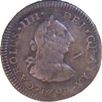 obverse of 1/2 Real - Carlos IV (1790) coin with KM# 71 from Mexico. Inscription: CAROLUS *IIII* DEI *GRATIA*