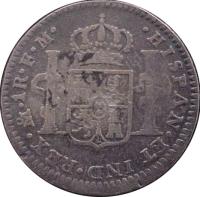 reverse of 1 Real - Carlos IV (1789 - 1790) coin with KM# 79 from Mexico. Inscription: HISPAN * ET * IND * REX * Mo * F * M