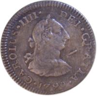 obverse of 2 Reales - Carlos IV (1790) coin with KM# 90 from Mexico. Inscription: CAROLUS *IIII* DEI *GRATIA* 1790