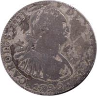 Mexico coin 4 Reales - Carlos IV (1792 - 1808) obverse obverse of 4 Reales - Carlos IV (1792 - 1808) coin with KM# 100 from Mexico. Inscription: DEI * GRATIA * CAROLUS * IIII