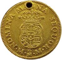 Mexico coin 1 Escudo - Fernando VI (1757 - 1759) reverse reverse of 1 Escudo - Fernando VI (1757 - 1759) coin with KM# A116 from Mexico. Inscription: NOMINA MAGNA SEQUOR M * Mo * M