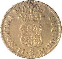 Mexico coin 1 Escudo - Carlos III (1760 - 1761) reverse reverse of 1 Escudo - Carlos III (1760 - 1761) coin with KM# 116 from Mexico. Inscription: NOMINA MAGNA SEQUOR M * Mo * M