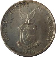 obverse of 20 Centavos - U.S. Administration (1937 - 1945) coin with KM# 182 from Philippines. Inscription: UNITED STATES OF AMERICA 1944