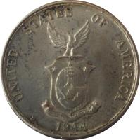 Philippines coin 20 Centavos - U.S. Administration (1937 - 1945) obverse obverse of 20 Centavos - U.S. Administration (1937 - 1945) coin with KM# 182 from Philippines. Inscription: UNITED STATES OF AMERICA 1944