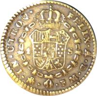 Mexico coin 1 Escudo - Carlos IV (1789 - 1790) reverse reverse of 1 Escudo - Carlos IV (1789 - 1790) coin with KM# 119 from Mexico. Inscription: IN UTROQ FELIX * A * D