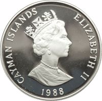 Cayman Islands coin 5 Dollars - Elizabeth II - 1988 Summer Olympics, Seoul (1988) obverse obverse of 5 Dollars - Elizabeth II - 1988 Summer Olympics, Seoul (1988) coin with KM# 94 from Cayman Islands. Inscription: CAYMAN ISLANDS ELIZABETH II 1988