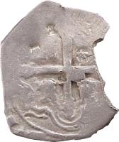 Mexico coin 2 Reales - Felipe IV (1622 - 1667) reverse reverse of 2 Reales - Felipe IV (1622 - 1667) coin with KM# 33 from Mexico.