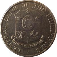 obverse of 25 Centavos (1958 - 1966) coin with KM# 189 from Philippines. Inscription: CENTRAL BANK OF THE PHILIPPINES · REPUBLIC OF THE PHILIPPINES