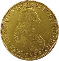 Mexico coin 4 Escudos - Fernando VI (1759) obverse obverse of 4 Escudos - Fernando VI (1759) coin with KM# 139 from Mexico. Inscription: FERDND VI D G ...