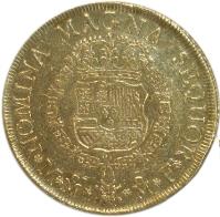 Mexico coin 8 Escudos - Fernando VI (1752 - 1756) reverse reverse of 8 Escudos - Fernando VI (1752 - 1756) coin with KM# 151 from Mexico. Inscription: NOMINA MAGNA SEQUOR