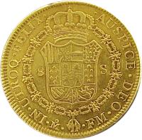 Mexico coin 8 Escudos - Carlos IV (1789 - 1790) reverse reverse of 8 Escudos - Carlos IV (1789 - 1790) coin with KM# 157 from Mexico. Inscription: IN UTROQ ...
