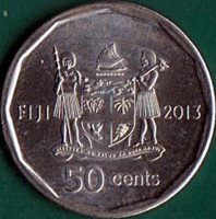 reverse of 50 Cents - Iliesa Delana: paralympian High Jump Medallist (2013) coin with KM# 515 from Fiji. Inscription: FIJI 2013 50 cents