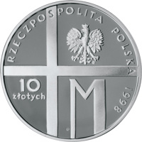 Poland coin 10 Złotych - 20th Anniversary of John Paul's II Pontificate (1998) obverse obverse of 10 Złotych - 20th Anniversary of John Paul's II Pontificate (1998) coin with Y# 345 from Poland. Inscription: RZECZPOSPOLITA POLSKA 1998 mw 10 złotych