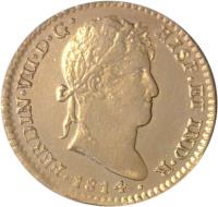 Mexico coin 2 Escudos - Fernando VII (1814 - 1821) obverse obverse of 2 Escudos - Fernando VII (1814 - 1821) coin with KM# 134 from Mexico. Inscription: FERDIN VII D G...