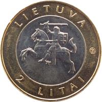 obverse of 2 Litai - Lithuanian resorts - Druskininkai (2012) coin with KM# 184.1 from Lithuania. Inscription: LIETUVA 2 LITAI