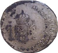 Mexico coin 1 Real - Fernando VII - Zacatecas Royalist Coinage (1811) reverse reverse of 1 Real - Fernando VII - Zacatecas Royalist Coinage (1811) coin with KM# 184 from Mexico. Inscription: MONEDA PROVISIONAL DE ZACATECAS