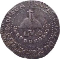 Mexico coin 2 Reales - Fernando VII - Zacatecas Royalist Coinage (1810 - 1811) reverse reverse of 2 Reales - Fernando VII - Zacatecas Royalist Coinage (1810 - 1811) coin with KM# 186 from Mexico. Inscription: MONEDA PROVISION...