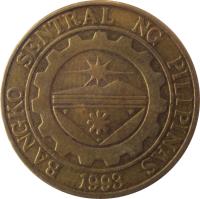 Philippines coin 25 Sentimo (1995 - 2003) obverse obverse of 25 Sentimo (1995 - 2003) coin with KM# 271 from Philippines. Inscription: BANGKO SENTRAL NG PILIPINAS 1993