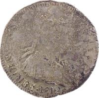 Mexico coin 8 Reales - Fernando VII - Zacatecas Royalist Coinage (1812) obverse obverse of 8 Reales - Fernando VII - Zacatecas Royalist Coinage (1812) coin with KM# 192 from Mexico. Inscription: FERDIN VII DEI...
